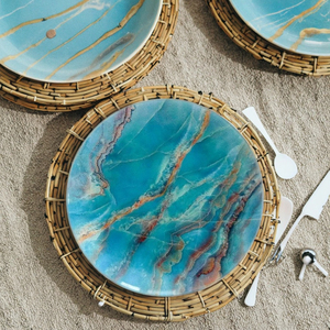 Assiettes décoratives en plastique écologiques SONYA DINNERWARE bleu océan de 13 pouces pour mariage et fête, vente en gros - Product Image 4