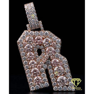 Premium Moissanite Diamond <b>Initial</b> R <b>Necklace</b> 925 Sterling <b>Silver</b> Rose Gold Plated Personalized Hip Hop Pendant Custom Letter - Product Image 3