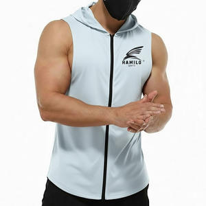 Camiseta sin Mangas de Alta Calidad OEM, Chaleco Deportivo Ajustado para Gimnasio, Camiseta con Capucha para Fisicoculturismo, Prenda Básica de Algodón Mezclado - Product Image 6