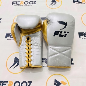 Guantes de Boxeo Fly de Cuero con Cordones, Plateados y Rosas, Transpirables, Unisex, para Entrenamiento de Boxeo, Gimnasio, Sparring, Equipamiento OEM - Product Image 2