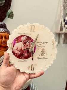 Horloge murale décorative en bois et résine époxy, artisanale, grande taille, pour décoration intérieure de luxe - Product Image 4