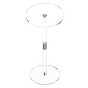 Tavolino Moderno in Vetro Trasparente con Piano Rotondo e Design Trasparente a Colonna Solida - Product Image 1
