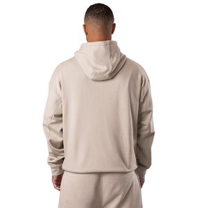 Mens Beige Relaxed Fit Full <b>Zip</b> Hoodie Casual Fleece <b>Zip</b> <b>Up</b> <b>Jacket</b> Athletic Gymwear Streetwear Long Sleeve Hooded Sweatshirt - Product Image 2