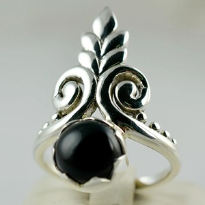 925 Sterling Silver Plant Design <b>Boho</b> <b>Ring</b> Handmade Black Onyx Unisex Size 4-13 US Fine Jewelry Christmas - Product Image 5
