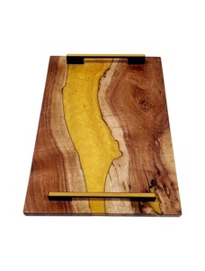Bandeja de madera para servir, de calidad premium, acabado liso, ideal para servir desayuno, aperitivos, bebidas, decoración elegante para el hogar. - Product Image 2
