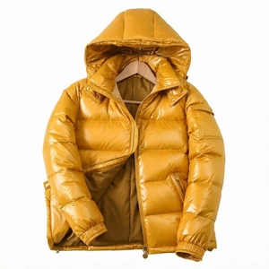 Veste matelassée brillante personnalisée par le fabricant, manteau d'hiver rembourré, doudoune unisexe zippée, coupe-vent noir pour l'extérieur - Product Image 3