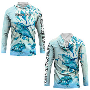 Custom OEM LOW MOQ Wholesale Breathable <b>Lightweight</b> Fishing Suit Quick Dry Uv Tuna Fishing Shirts Long Sleeve Hiking Shirts Mask - Product Image 2