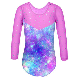 <b>Girls</b> Printed Slim High-Waisted <b>Leotard</b> Shorts Set Sleeveless Gymnastics Dance Workout Outfit with Scrunchie - Product Image 1