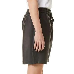 Shorts cargo noirs pour hommes, taille élastique, respirants, en polyester, longueur bermuda, style décontracté avec poches - Product Image 2