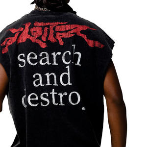 Camiseta sin mangas extragrande para hombre con estampado gráfico, estilo urbano, de algodón, tipo muscle tee, lavado vintage, moda urbana, marca privada, suministro OEM, EE. UU. - Product Image 3