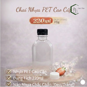 Bouteille carrée en plastique PET transparent de 220 ml pour l'emballage de boissons, jus et thé avec bouchon à vis, usine OEM au Vietnam - Product Image 4