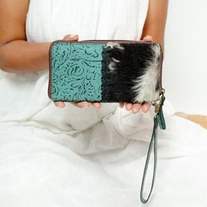 High Quality Handtooled Western Floral Leather Wallet <b>Purse</b> Full Grain Genuine Slim Clutch <b>Long</b> Length Anti-Theft Lady's - Product Image 4