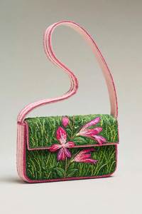 Pochette pliable brodée florale perlée pour femme avec bandoulière unique – Sac à main élégant pour soirée - Product Image 1