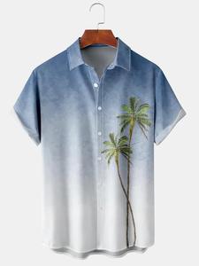 Men's Solid Casual Short Sleeve Breathable Summer Vacation Shirts Turn-<b>down</b> Collar - Product Image 5