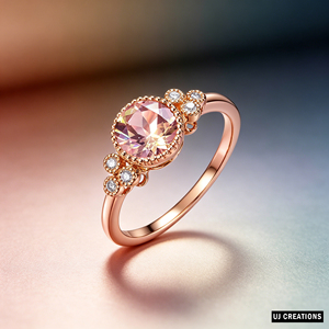 Rose Gold Morganite Engagement <b>Ring</b> IGI Certified Round Brilliant Cut Prong Setting Women's Romantic Wedding Party Gemstone <b>Ring</b> - Product Image 5