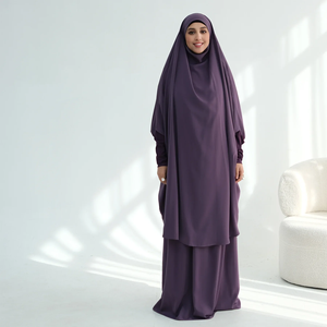 Ensemble 2 pièces long khimar pour femme, vêtement de prière, djellaba, abaya Nida, robe musulmane du Ramadan, Dubaï, arabe, islamique, niqab, burqa - Product Image 5