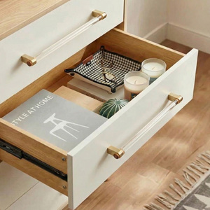 Poignées de bar contemporaines en acier inoxydable de luxe moderne, durables, avec accents en laiton pour armoires de chambre, de cuisine et commodes - Product Image 5