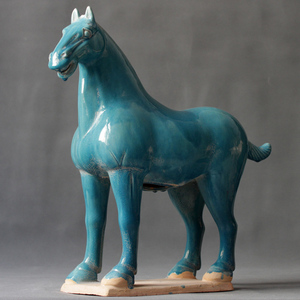 Ornement en céramique Tang Sancai de Luoyang, fait main, style néoclassique, cheval sauvage vieilli, pour meuble TV de salon - Product Image 4