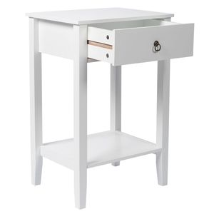 Comodino e Tavolino da Caffè Moderno di Lusso a Due Livelli con Cassetto in Legno Massello e MDF Bianco per Camera da Letto e Soggiorno Stile Antico - Product Image 5