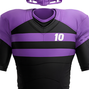 Uniforme de Fútbol Americano Personalizable para Hombre, Jersey Ajustado de Manga Corta y Pantalones, Diseño a Rayas de Poliéster que Absorbe la Humedad, con Número - Product Image 4