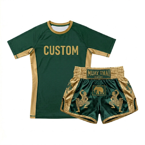Ensemble short et rashguard Muay Thai OEM, combinaison de compression personnalisée par sublimation pour Kickboxing MMA, vente en gros, faible MOQ, direct usine - Product Image 1