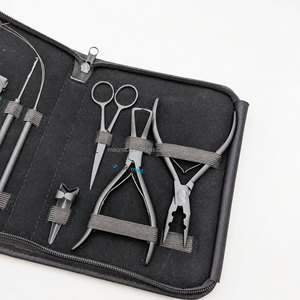 Hot Selling Stainless Steel Hair Tools Kit for Students Includes Pliers Loop Tool Hair <b>Clips</b> Scissors Parting <b>Ring</b>-For - Product Image 3