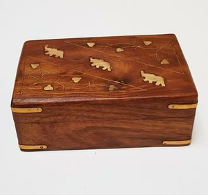 Handcrafted Wooden Box with Brass Inlay Design Elegant <b>Storage</b> <b>Chest</b> (8 x 5 x 2.5 inch) Vintage Decorative Jewelry - Product Image 2