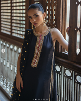 Sari en soie noire avec broderie dorée, longueur standard, tenue formelle traditionnelle pour mariage, toutes saisons, pour femmes, style Inde Pakistan