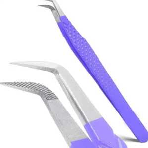 Pinces à cils professionnelles en acier inoxydable, durables, antistatiques, personnalisables avec logo sur mesure, vente en gros - Product Image 1