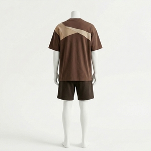 ชุดเสื้อยืดโอเวอร์ไซส์และกางเกงขาสั้นสำหรับผู้ชาย แขนสั้น คอกลม ผ้าถัก สวมใส่สบายๆ - Product Image 2