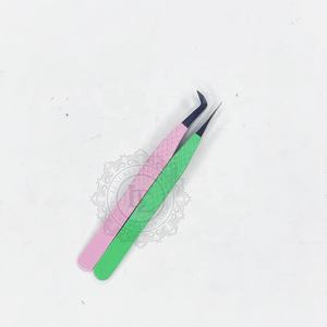 Wholesale Stainless Steel <b>Pink</b> Green <b>Powder</b> Coating Isolation Volume Tweezers Private Label Custom Logo Durable Eyelash - Product Image 5