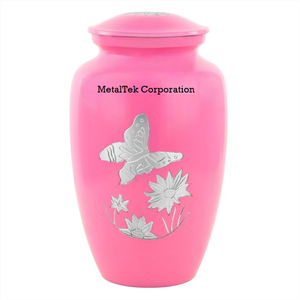 Customized Pink Butterfly Engraved Adult Funeral Cremation Urn Human <b>Ashes</b> Storage <b>Keepsake</b> Decorative Burial Memorial <b>Ashes</b> Urn - Product Image 1