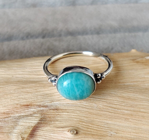 Anillo de Amazonita Natural en Plata de Ley 925, Joyería Artesanal con Piedras Preciosas, Regalo para Mujer, Aniversario de Bodas, Cumpleaños - Product Image 4