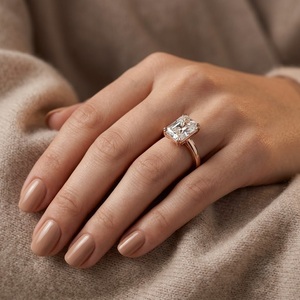 Anillo de Compromiso Solitario con Diamante Cultivado en Laboratorio, Corte Esmeralda, Certificado IGI, 3CT, E VVS, Oro Sólido de 14K, para Mujer, Joyería Fina, para Boda o Fiesta - Product Image 5