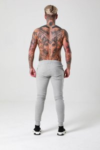 Gray Polyester <b>Slim</b> Fit Fleece <b>Jogger</b> Pants Men Casual Sweatpants Drawstring Elastic Waist Side Pockets Quick Dry Streetwear - Product Image 2