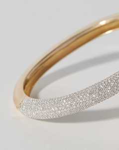 Pave Diamond Half Eternity Bangle <b>Bracelet</b> Wide Hinge <b>Cuff</b> Luxury Stacking Wedding Jewelry Wholesale 10kt 14K 18K Solid Gold - Product Image 5