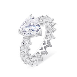 Women's Rose Gold Plated Cocktail <b>Ring</b> Heart Cut Crystal Rhinestone Prong Setting Romantic Style Gift Jewelry - Product Image 2