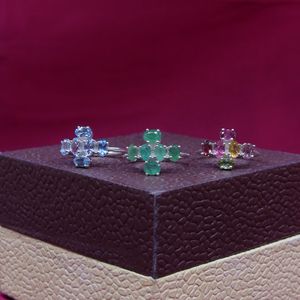 Wedding Wear <b>925</b> Sterling <b>Silver</b> Multi Tourmaline Gemstone <b>Silver</b> Plated Jewelry Women Wear Classic <b>Ring</b> - Product Image 6