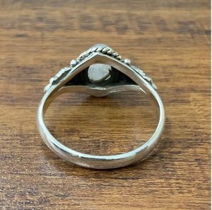 Handcrafted 925 Silver Oval Moonstone Solitaire Ring <b>Beaded</b> Side Accents and <b>Braided</b> Border Statement Bands - Product Image 4