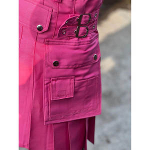 กิ๊ตส์ผ้าฝ้ายสีชมพูสไตล์สก็อตสำหรับผู้หญิง แบบมีกระเป๋าอเนกประสงค์ ขายส่ง รับผลิตแบบ OEM ODM ปี 2026 - Product Image 5