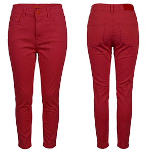 Jean décontracté pour femme, taille mi-haute, en denim, coupe droite, cinq poches, avec boutons et rivets, teint en pièce, extensible, sergé, respirant, longueur complète - Product Image 3