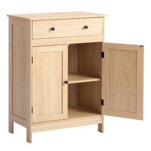 Mobile Bagno in Truciolato Melaminico Colore Legno Naturale 60x30x80cm con Doppia Anta e Cassetto Singolo - Elegante e Resistente - Product Image 1