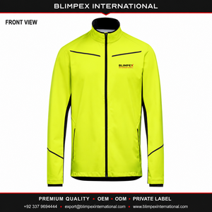 Veste coupe-vent softshell légère jaune fluo haute visibilité pour homme, personnalisable avec logo OEM, pour course à pied, cyclisme et activités de plein air. - Product Image 6