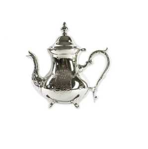 Skies Trader <b>Silver</b> Plated Eco-Friendly Double Wall Whistling Teapot Engraved Traditional Moroccan Arabic Serving Pitcher Metal - Product Image 1
