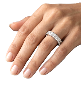 Bague de fiançailles demi-éternité en or massif 10K 14K 18K avec diamant de laboratoire taille princesse, couleur DEF, clarté VS VVS, certifiée IGI, vente en gros - Product Image 6