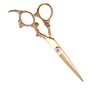 Gold-Plasma-Coated <b>Left</b>-<b>Hand</b> Dragon Handle Barber <b>Scissors</b> Sharp Blade Tip Beauty Salon <b>Scissor</b> Tool - Product Image 1