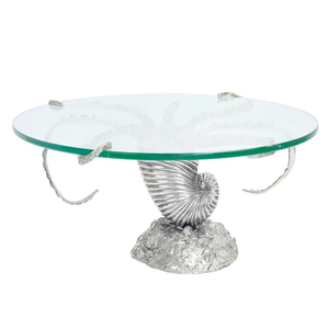 Metal Cream <b>Cake</b> <b>Stand</b> Baking Tools Wedding Party Multipurpose Round Metal Base Clear Glass Top <b>Rotating</b> - Product Image 1