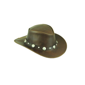 Sombrero de vaquero de cuero de primera calidad estilo occidental para hombre – Protección solar de ala ancha para rostro y cuello, correa de barbilla extraíble en tallas S–2XL - Product Image 1