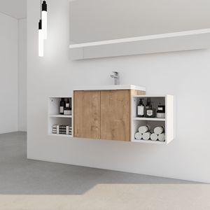 Mobile Bagno da 48 Pollici con Lavabo, Ante a Chiusura Ammortizzata e Due Piccoli Ripiani, Combinazione Armadietto 24+12 Pollici (Imballaggio KD) - Product Image 2