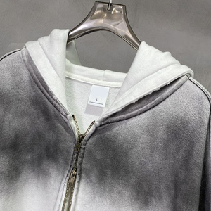 Sweat à capuche zippé vintage délavé à l'acide en coton French Terry épais, effet vieilli, coupe oversize, streetwear, logo personnalisé, effet soleil délavé, imperméable - Product Image 2